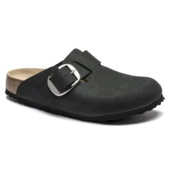 Birkenstock Boston Big Buckle Nubuck Leather Black