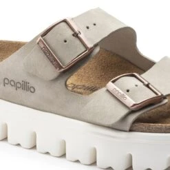 Arizona Platform Suede Leather Taupe -Birkenstock 1018135 detail 1