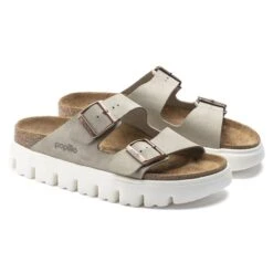 Arizona Platform Suede Leather Taupe -Birkenstock 1018135 pair